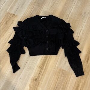 Black Ruffled Women's Sweater
